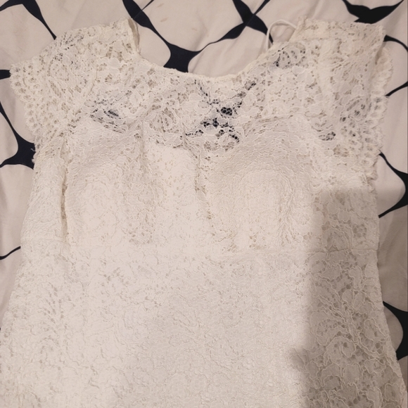 DB Studio Cap Sleeve Short Lace Sheath Wedding Dress from David's Bridal - Picture 10 of 11